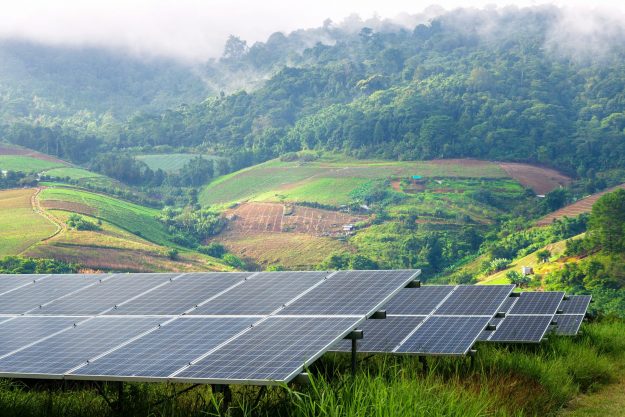 power solar panel little mountainous village mist are beauty view point alternative clean green energy concept power solar panel little mountainous village mist are beauty view point alternative clean green energy concept